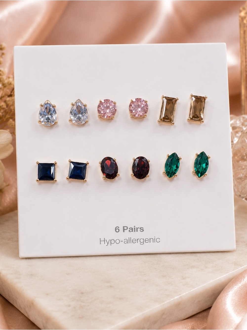# 🌟 NWT Time and Tru Multi-Color Cut Gem Stud Earring Set (6 Pairs) 🌟